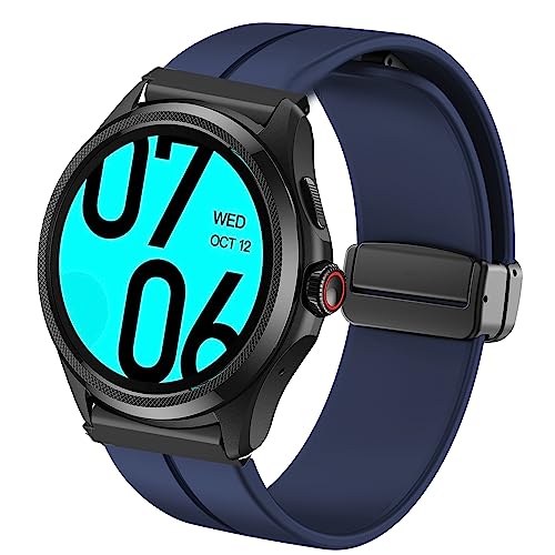 Lamshaw Compatible Ticwatch Pro 5 Smartwatch Bands, 24mm Soft Silicone Magnetic Buckle Sport...