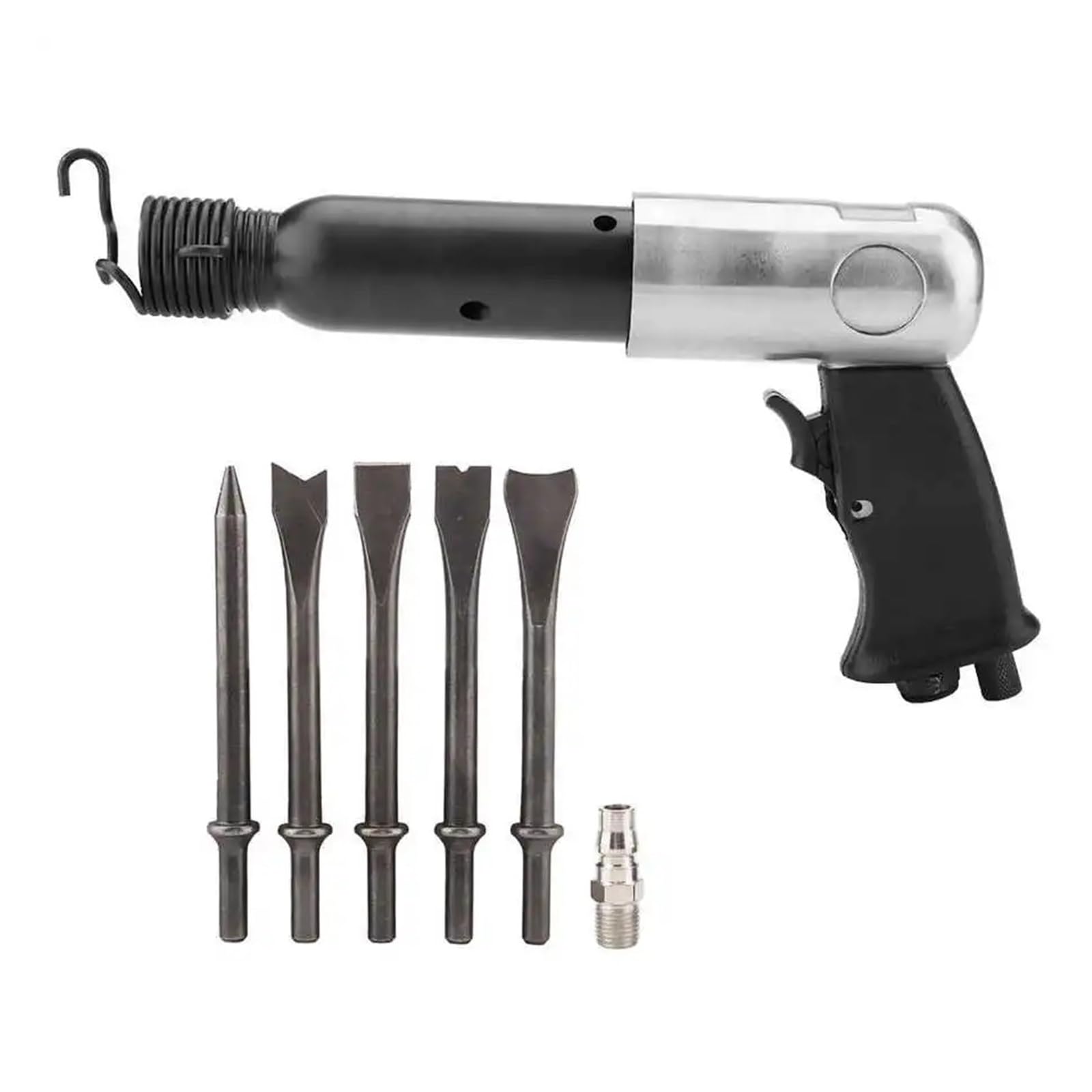 Bajo nivel de ruido Cincel de martillo Industrial de 1/4 "y 250mm, herramienta de pala de martillo neumático de alta resistencia con Kit de herramientas de brocas de cincel Para carpintería y hormigón