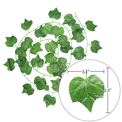 Hecaty 12 Strands 90 Ft Artificial Fake Grape Vines With 3 Strings Grapes, Hanging Plant Large Leaves Garland For Wedding Party Store Home Decor Indoor Outdoors #TOP2