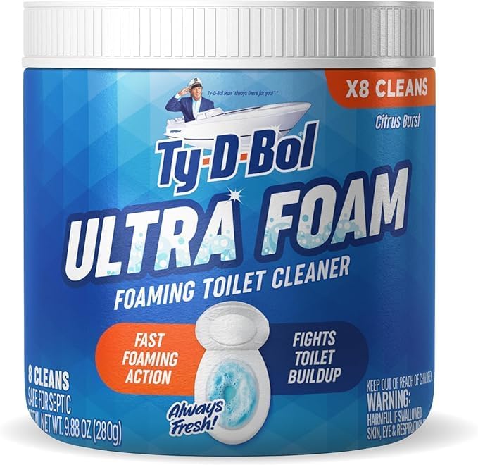 Ty-D-Bol Limpiador de inodoro de espuma ultra - Proporciona hasta 8 limpios, aroma cítrico, combate la acumulación y elimina las manchas utilizando