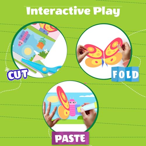 Toddler Scissor Skills Activity Book, Fun Arts and Crafts for Kids 4-6, Preschool Learning Toys Fine Motor Skill Cutting Art kit, 2 Safety Scissors, Birthday Gifts for Girls & Boys Ages 3, 4, 5, 6, 7