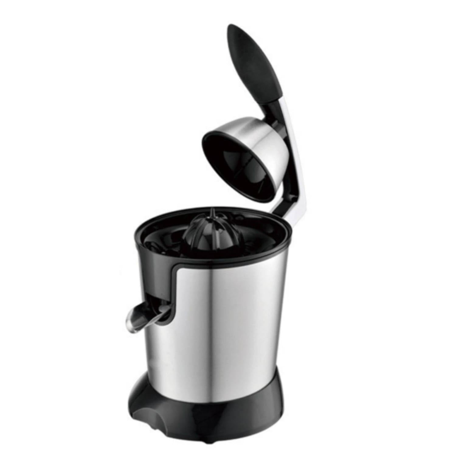Front Outlet Electric Citrus Juicer Black Base Stainless Steel Citrus Juicer Compact Orange Juice Machine, Uk Plug 220V-image-28