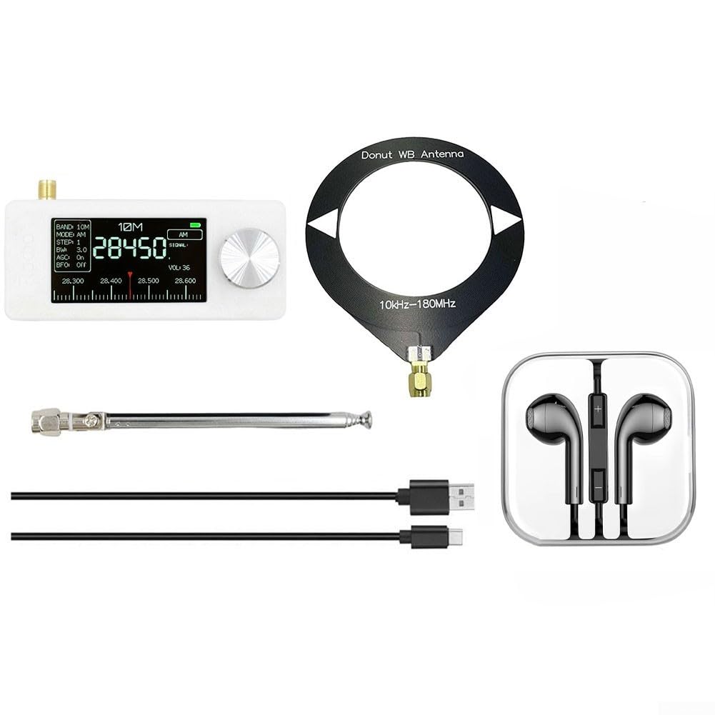 Radio SI4732, tamaño de bolsillo 0.5-108MHz Receptor con pantalla IPS y conector para auriculares (negro)