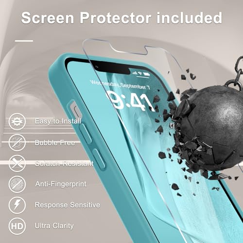 Image of YENAPOON for iPhone 13 Pro Max Case, Matte Magnetic Phone Cover [with 1 Screen Protector] [Support for MagSafe] [Shockproof Military Grade Protection] Translucent Frosted Back, Light Blue