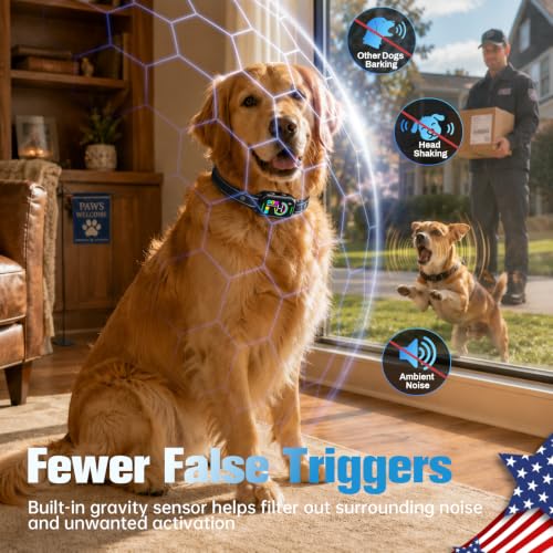 Image of Bark Collar for Large Medium Small Dogs - Smart AI 1S Stop Barking, Anti Barking Device & Dog Training Collar with Beep, Vibration | IP67 Waterproof 8-Level Sensitivity -Jet Black