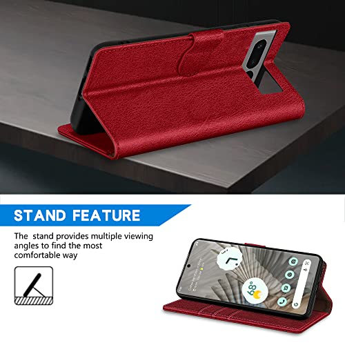 Image of ZZXX for Google Pixel 7 Pro Wallet Case Magnetic Closure 6.7 inch,Red