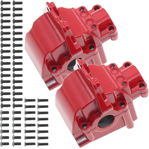 Image of 2PCS Metal Front and Rear Differential Gearboxes Housing Cover Compatible with WLtoys 1 /14 144010 144001 144002 1 /12 124016 124017 124018 124019 RC Car Upgrades Parts (Red)