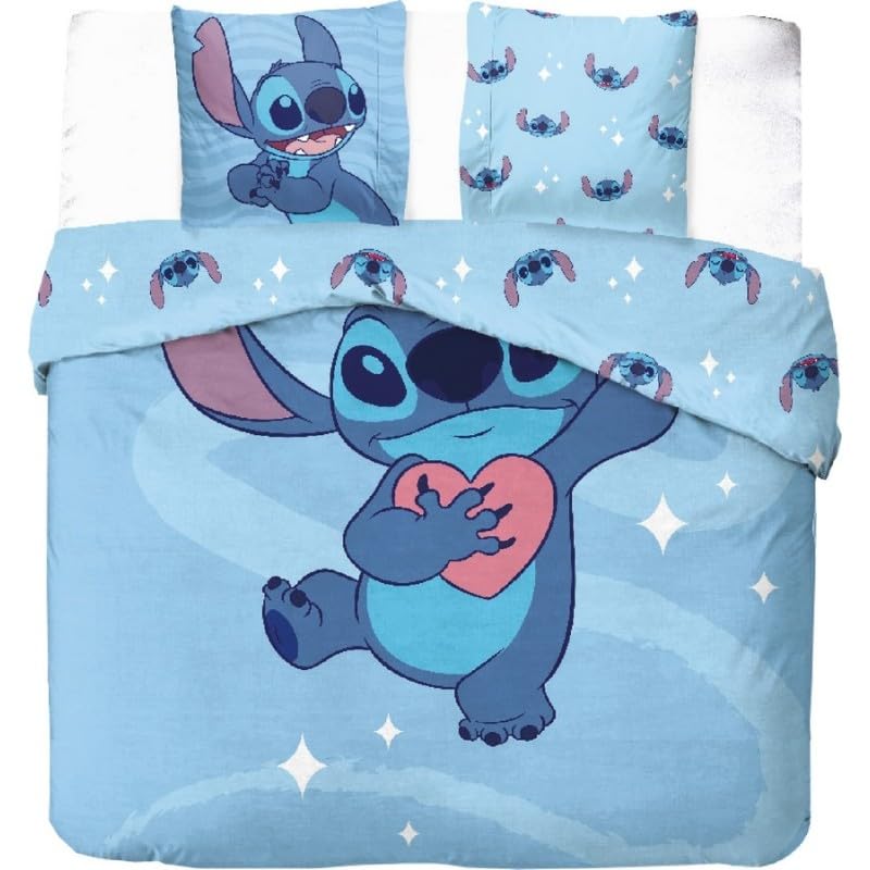 Stitch Disney - Parure da letto per 2 persone, in cotone, colore: blu