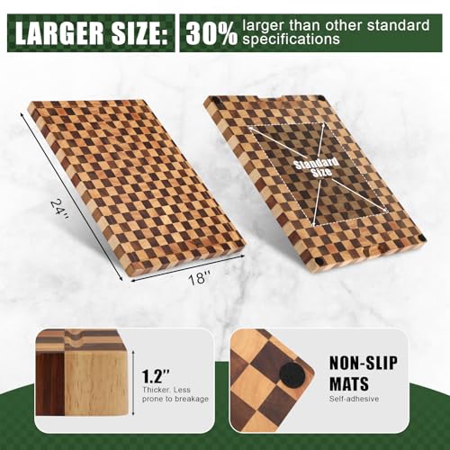 Tabla de Cortar Extra Grande Patelai de Madera de Acacia, 61 x 45,7 cm, con Ranuras para Jugos y Asas Integradas para Cortar Carne, Queso, Frutas y Verduras miniatura 2