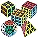 Produktbild Coolzon Zauberwürfel 5 Stück Speed Cube Set Pyraminx + Megaminx + 2 x 2 + 3 x 3 + 4 x 4 Magic Puzzle Cube Würfel Carbon Faser Aufkleber in Geschenkbox für Kinder Erwachsene