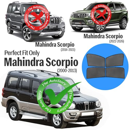 Image of AutoStory Custom Fit Non-Magnetic Cotton Mesh Car Sunshade for Scorpio 2003-2013 | UV & Heat Protection Car Window Curtains | Privacy Car Sun Shade | Breathable Vehicle Specific Side Window Shades