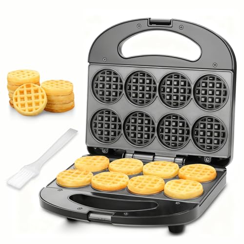 FineMade Mini Waffle Maker, Mini Waffle Iron, Waflera Electrica, Small Waffle Maker for Kids, Baby wafflera, Makes 8×2