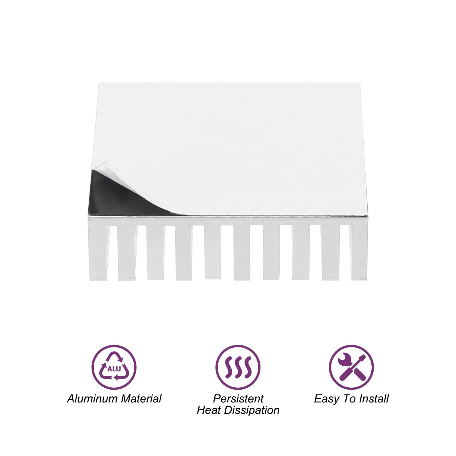 10 Dissipateurs Thermiques Aluminium 14x14x6mm - Avec Autocollant, Pour Refroidissement Puces, Transistors