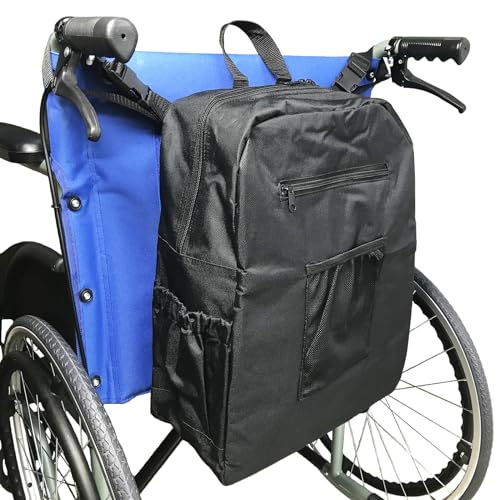 Tear-Resistant Oxford Wheelchair Bag to Hang on Back with Cup Umrella Holder Lightweight Rolattor Bags Large Wheelchair Backpacks Walker Bag Easy Release Install