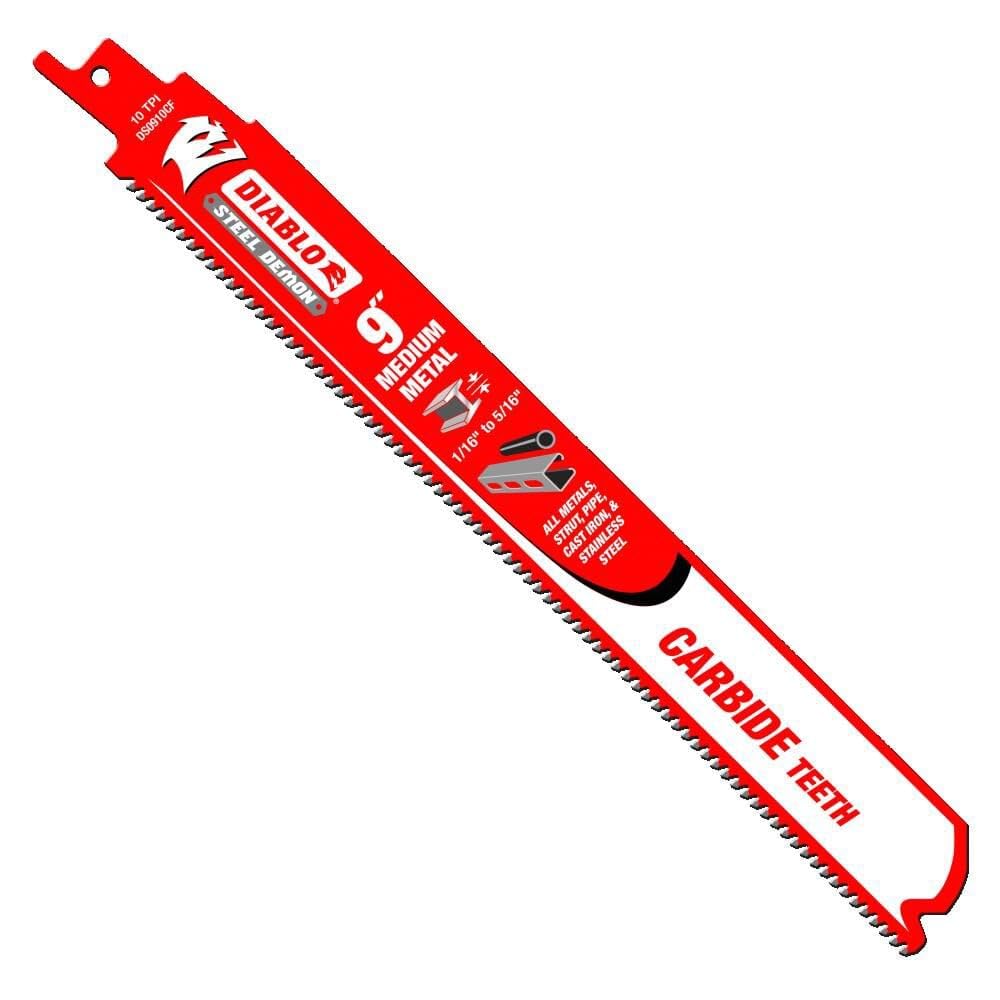 Diablo DS0910CF 9" Carbide Tipped Medium Metal Recip Blade 10 TPI (1/16"-1/8"), 1 Pack