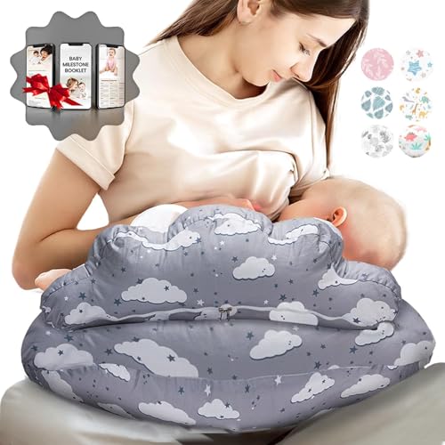 Image of PILLANI Nursing Pillow – Plus Size Breastfeeding Pillows with Security Fence for Enhanced Support & Comfort – Removable Cotton Cover, Adjustable Waist Strap, Baby Essentials, Baby Registry Search