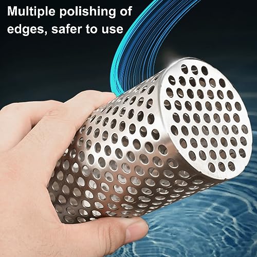 Image of 3 inch Commercial Floor Drain Strainer, 6'' High, Thick Perforated 316 Stainless Steel and Finely Polished Drain Basket for Restaurant /Factory /Kitchen