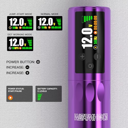 Image of 1,800mAh Battery Wormhole Tattoo Gun Kit Wormhole PRO Tattoo Ink Kit Wireless Tattoo Machine 20 Tattoo Cartridge Needles Multi-function Smart Tattoo Pen WTK416