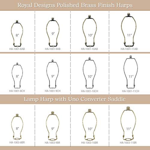 Image of Royal Designs, Inc. Heavy Duty Harp for Lamp Shade Holder, 11 inch, Polished Brown Base (Pack of 2)