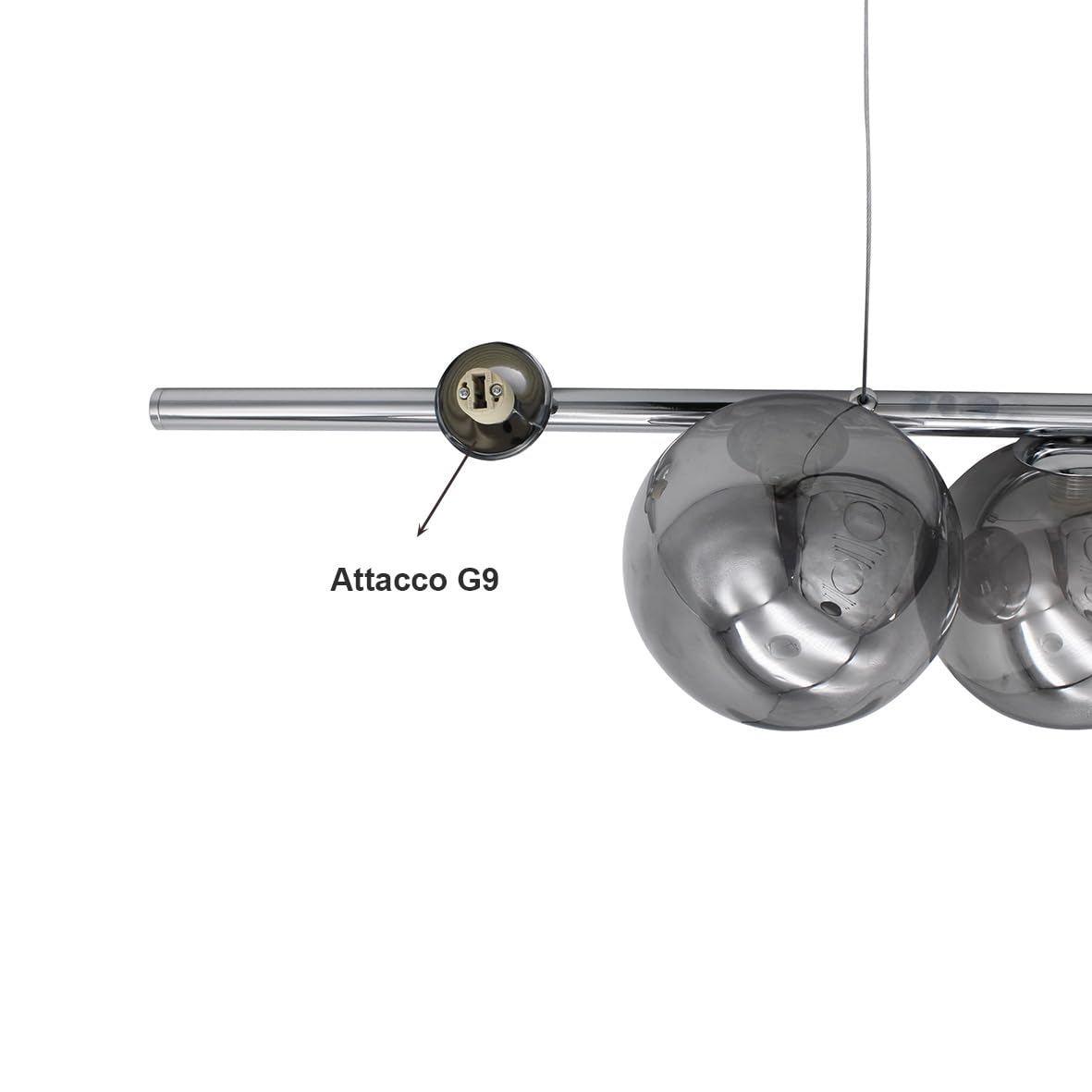 Silamp Lampadario a sospensione 6 sfere in vetro fume V721-SILVER