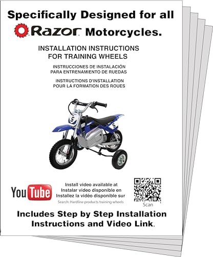 Image of Hardline Products Adjustable Height Training Wheels for Razor MX 125, MX350, MX400, MX450, SX500, MX650 Electric Motorcycle