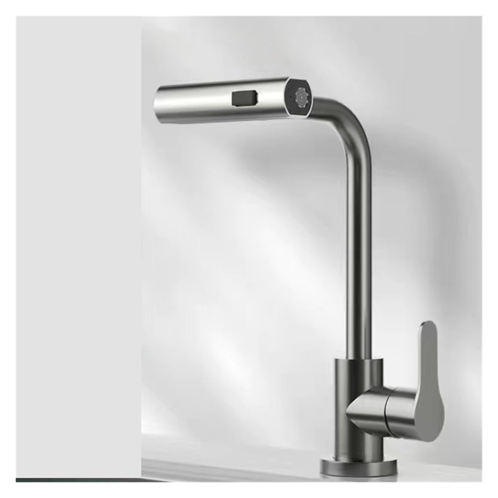 Mitigeur de cuisine cascade en acier inoxydable gris au design épuré et durable