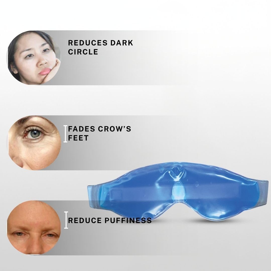 House of Beauty Hot & Cold Therapy Gel Eye Mask with Adjustable Strap for Eye Puffiness, Dark Circles, Dry Eyes, Under Eye Bags - Blue (Pack of 1) — Amazon image 3