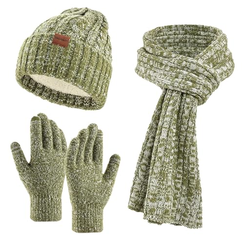 Ensemble bonnet écharpe femme thermique et gants avec protection cache-oreilles