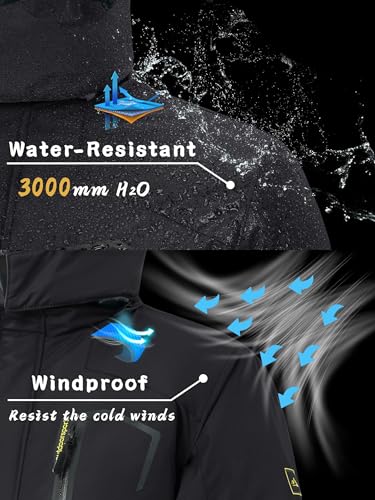 KEFITEVD Men's Waterproof Fleece Jackets Winter Warm Ski Raincoats Outdoor Thermal Coats with Detachable Hood - Image 5