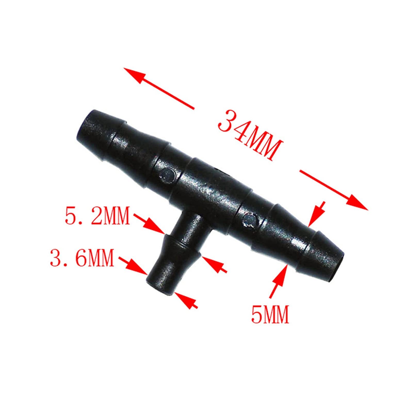 Lot de 300 connecteurs de tuyau d'arrosage 1/4" en T de réduction 4/7 à 3/5 cannelé en T 1/8"