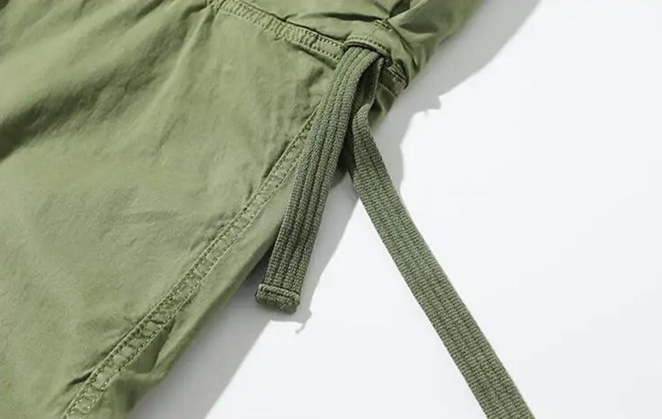 Solid Color Casual Simple Elastic Pocket Tassel Stitching Vintage Men's Outdoor Work Pants 5