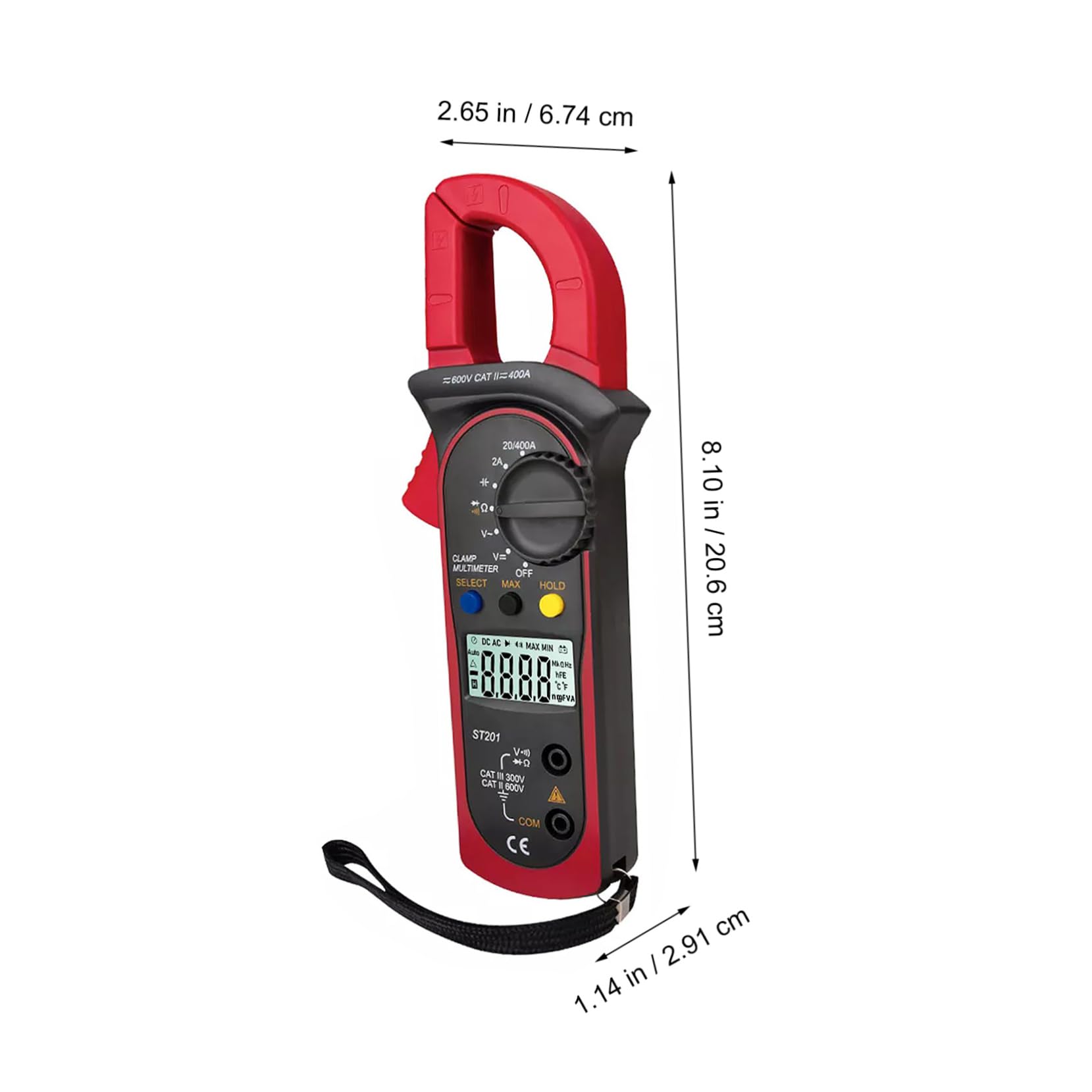 SOLUSTRE Clamp Meter Multimeter Amp Clamp Multimeter Digital Voltage Current Tester Amp Volt Ohm Diode Temperature Test Handheld Electric Meter