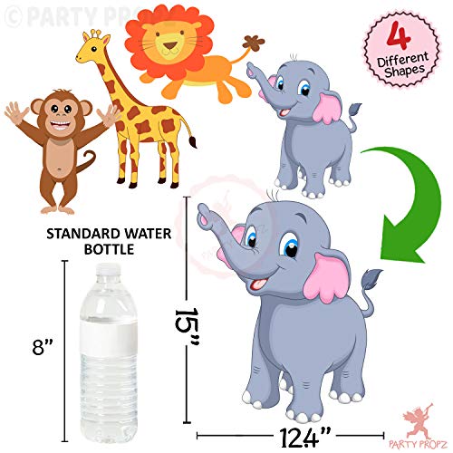 Image of Party Propz Jungle Theme Cutouts - Animal Theme Cardstock Cutouts for Birthday Decoration | Large Animals - Multicolour - 4Pcs