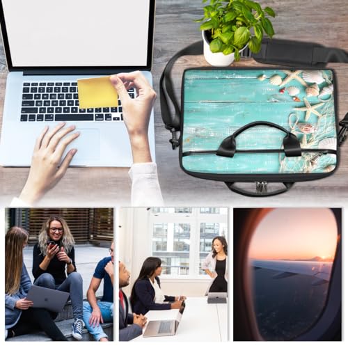 Bolsa para laptop con diseño de conchas y estrella de mar 15 pulg miniatura 6
