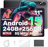 Blackview Tablet 11 Zoll Android 15 Gemini AI, 24GB RAM + 256GB ROM (2TB TF)/8200 mAh Akku/1920 * 1200 FHD IPS Widevide L1/PC Mode/Face ID/Octa-Core Gaming Tablet mit Hülle