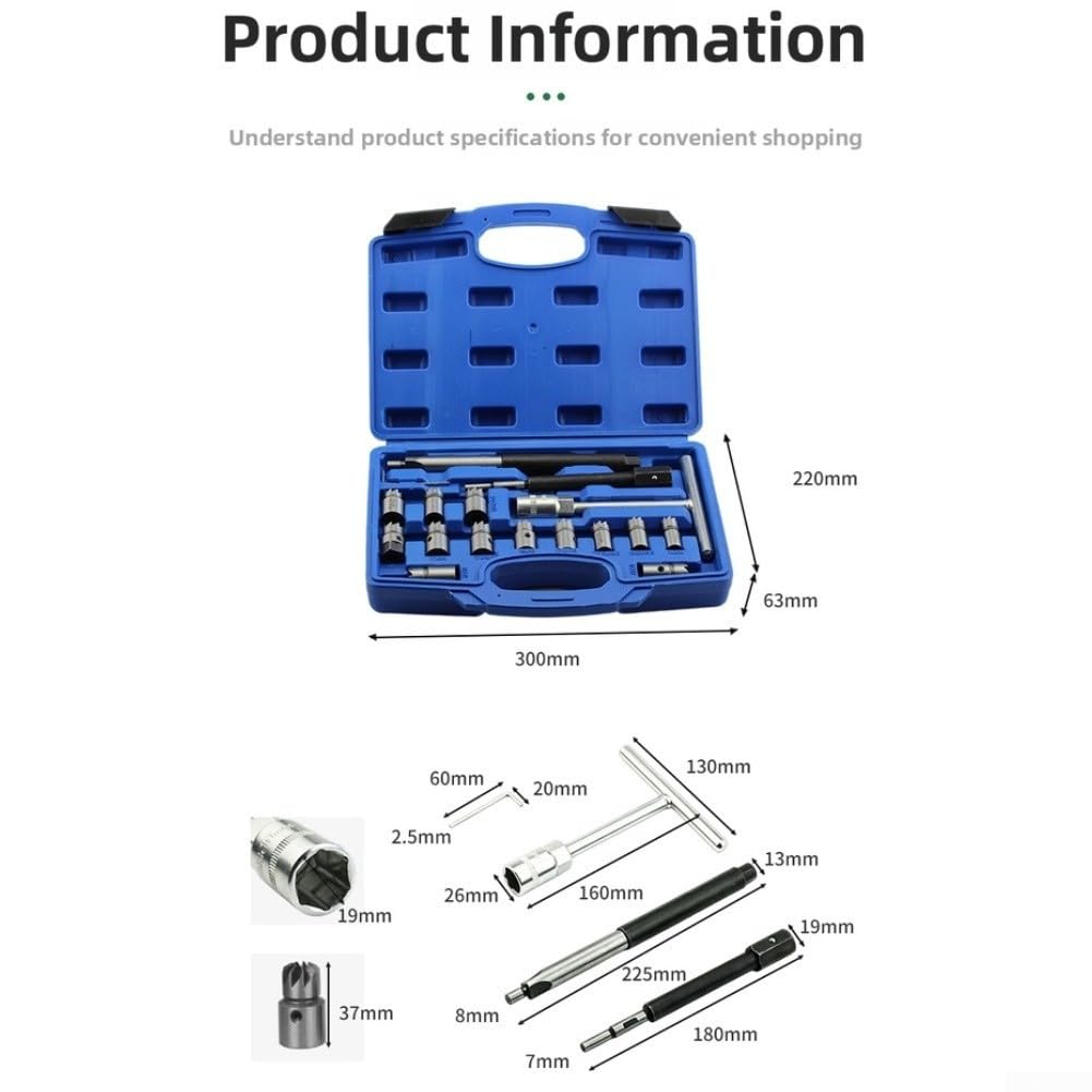 Kit de nettoyage de siège d'injecteur de carburant 13 tailles