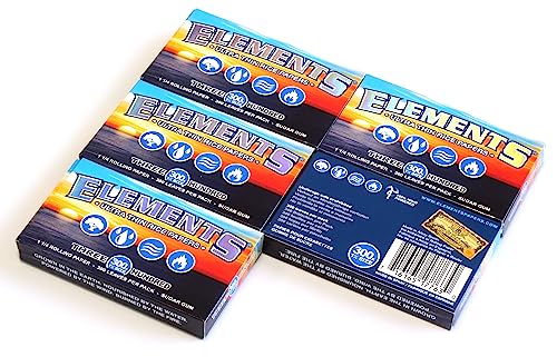 ELEMENTS 300 Ultra Thin Rice Rolling Paper 1.25 1 1/4 Size, 5 Pack = 1500 Leaves
