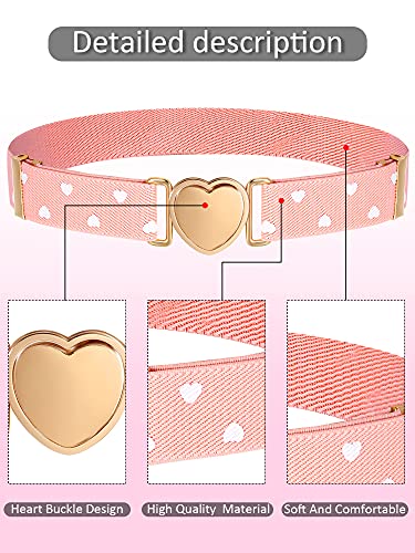 Hamry 3 Pieces Girl Belts Kids Toddler Belt Elastic Stretch Belt Adjustable Stretch Belts Elastic Heart Kids Belt for Girls3