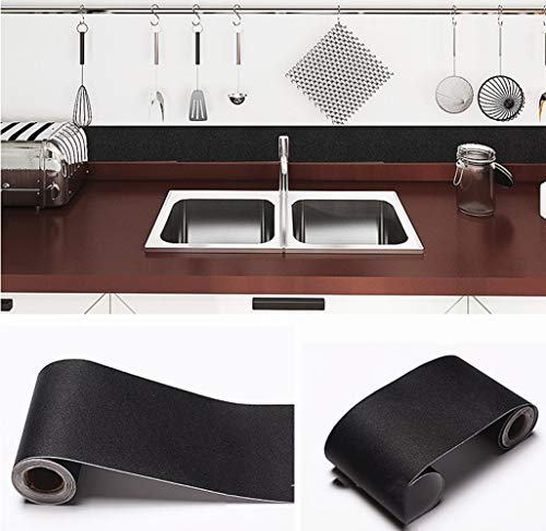 Amao 10M Solid Color Black Wallpaper Border Self Adhesive Peel And Stick Waterproof Easy To Apply Kitchen Bathroom Tiles Stciker #TOP2