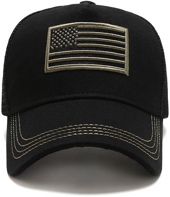 Mens American Flag Trucker Hat Breathable Mesh Baseball Cap Adjustable Low Profile Snapback Hat - Image 2