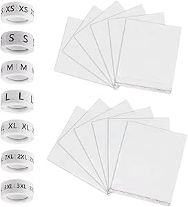 Uxcell 3500 Pcs Clothing Labels, 7 Sizes XS-XXXL Size Tag Garment Labels Round Self Adhesive Apparel Stickers White