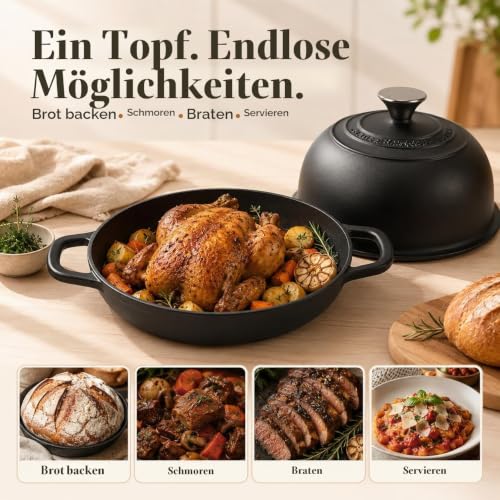 AHJ Gusseisen Topf Brot Backen,4.7L/24cm Emaillierung Dutch Oven – Ansicht 5