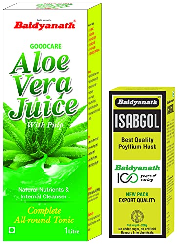 Image of Baidyanath Aloe Vera Juice - 1Ltr - Repairs Skin and Hair | Organically Harvested Aloe Vera & Vansaar Isabgol - Psyllium Husk Powder - 200gm | Effectively Relieves Constipation