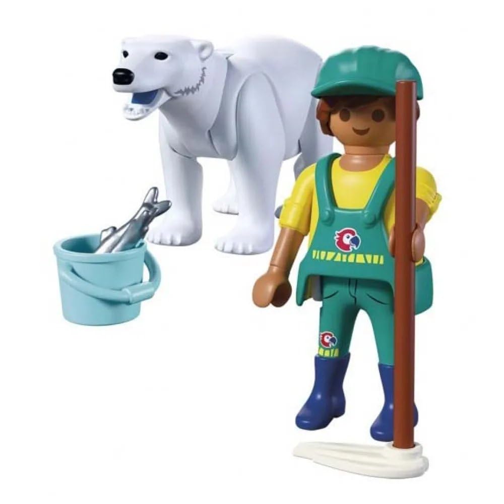 Playmobil Animals & Friends Polar Bear with Zookeeper – 9‑Piece Arctic Enclosure Playset with Figure, Accessories & Wildlife Role‑Play for Kids Ages 4+