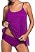 Produktbild Sucor Damen Sportlich Tankini Mesh Badeanzug Zweiteilig Badeanzüge Elegantes Swimsuit Beachwear mit Bikinislip Plus Size(XL,Lila)