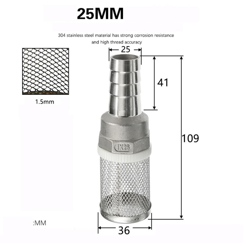 Filtro per Acqua in Linea, Filtro per Tubi dell'ac 1 pz 15mm 20mm 25mm 32mm Tubo Filtro Giardino Irrigazione Tubo Autolavaggio Pompa Filtro Acciaio Inox Rete Maglia Filtro Acqua(25mm)
