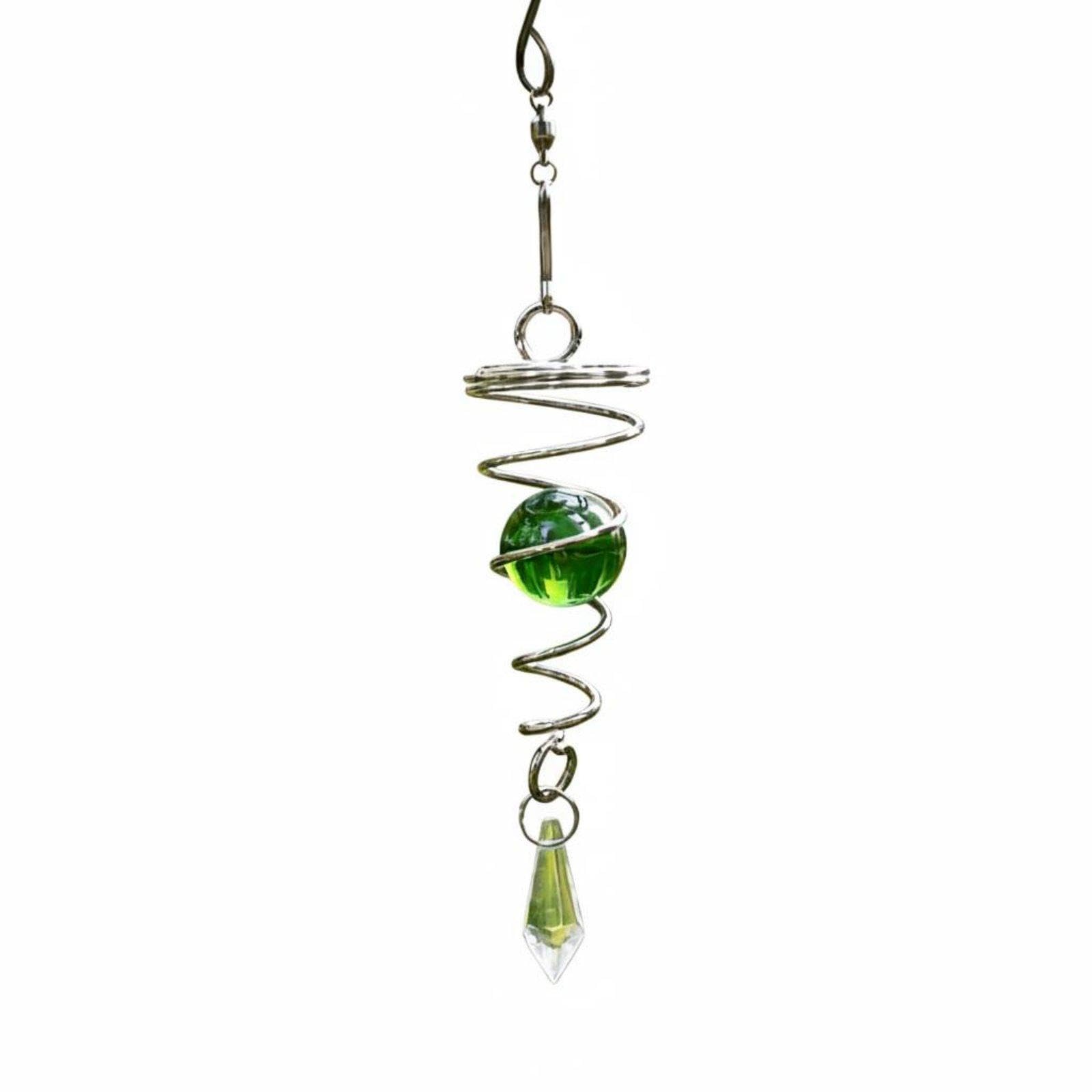 Spiral Crystal Wind Wind Twirler Stainless Steel Crystal Wind Wind Twirler Reflective Outdoor Decor for Garden, Patio Green-image-26