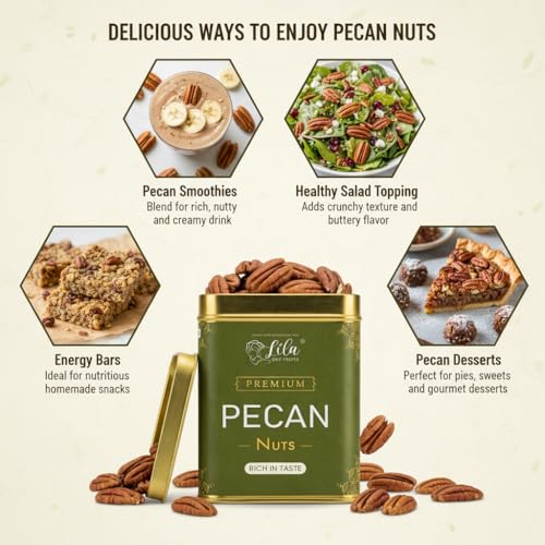 Image of LILA DRY FRUITS Pecan Nuts 250 Grams Fresh & Crunchy Premium Pecans Rich in Healthy Fats, Fiber & Antioxidants Ideal for Snacking, Baking & Keto Diet Dry Fruits Perfect for Gifting