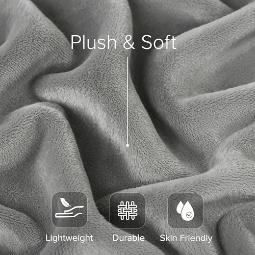 Image of Casual Living 32592 Full-Queen Size Fleece Bed Plush Blanket Home and Hotel Luxury Premium Collection Cozy Ultra-Soft Lightweight Blankets, Full /Queen, Grey