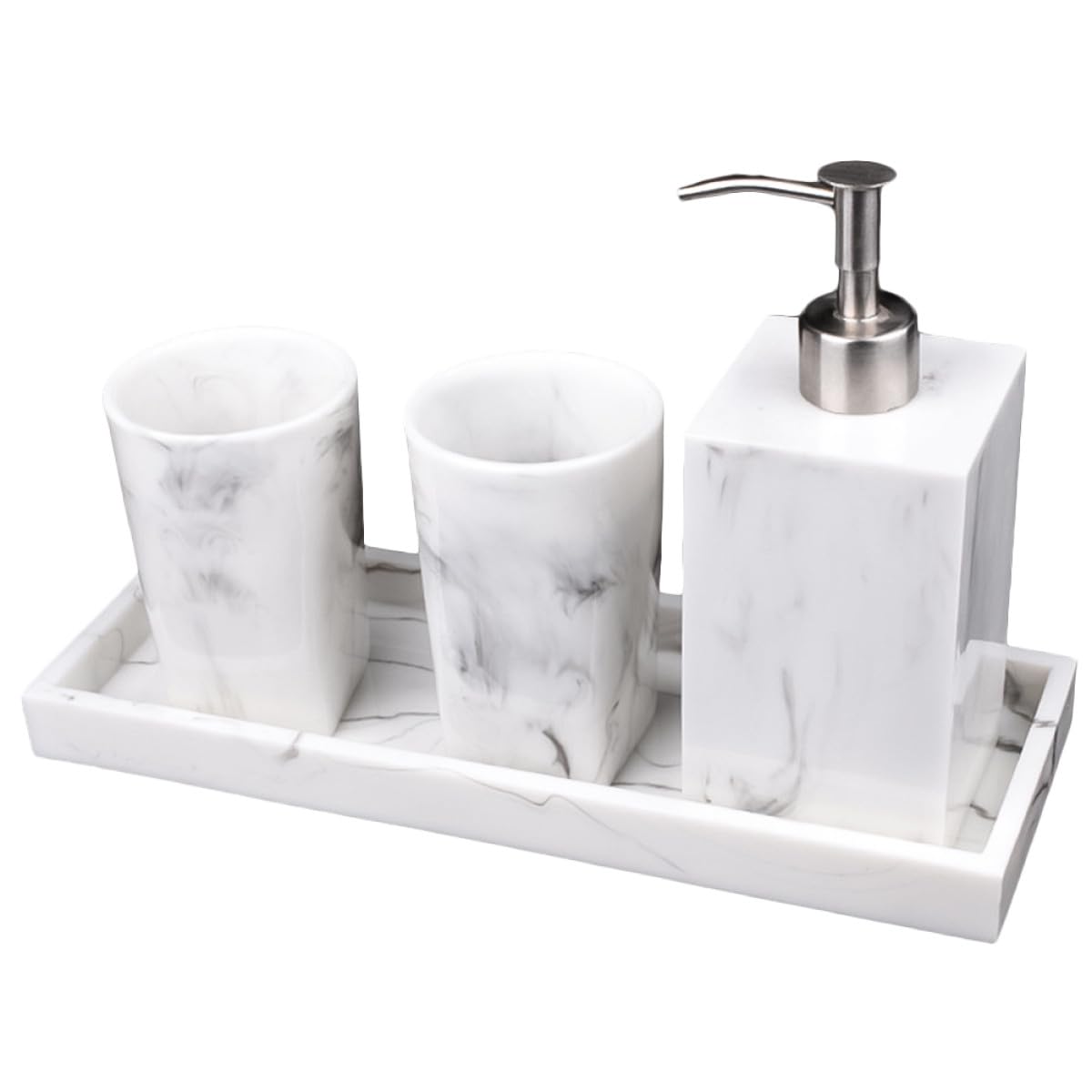 Dispenser di sapone bagno in resina nero con vassoio organizer, set 1 pezzo per bagno e regalo matrimonio